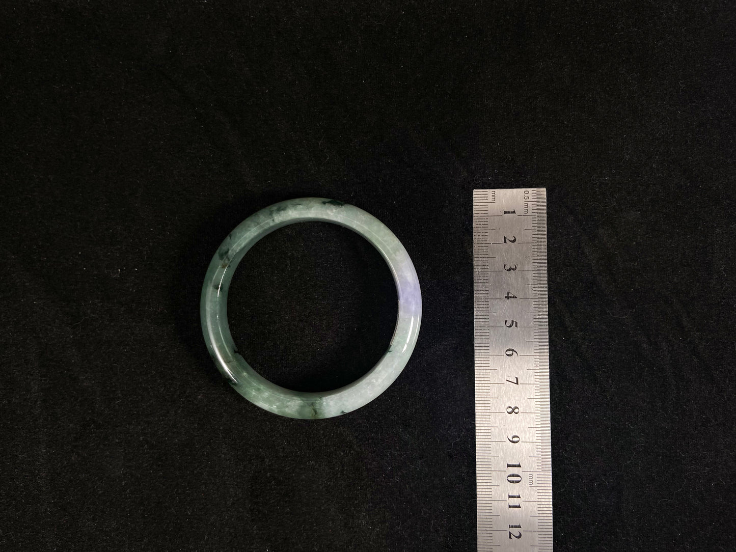 Butterfly - Love - Flower Natural Jadeite Bracelet with Floral Patterns Gift (61.8mm)