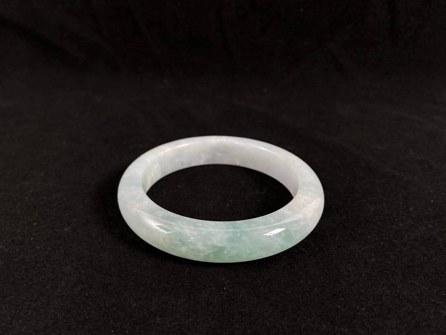 Blue Mist · Half Mountain-Water Jadeite Peace Bangle (56mm)