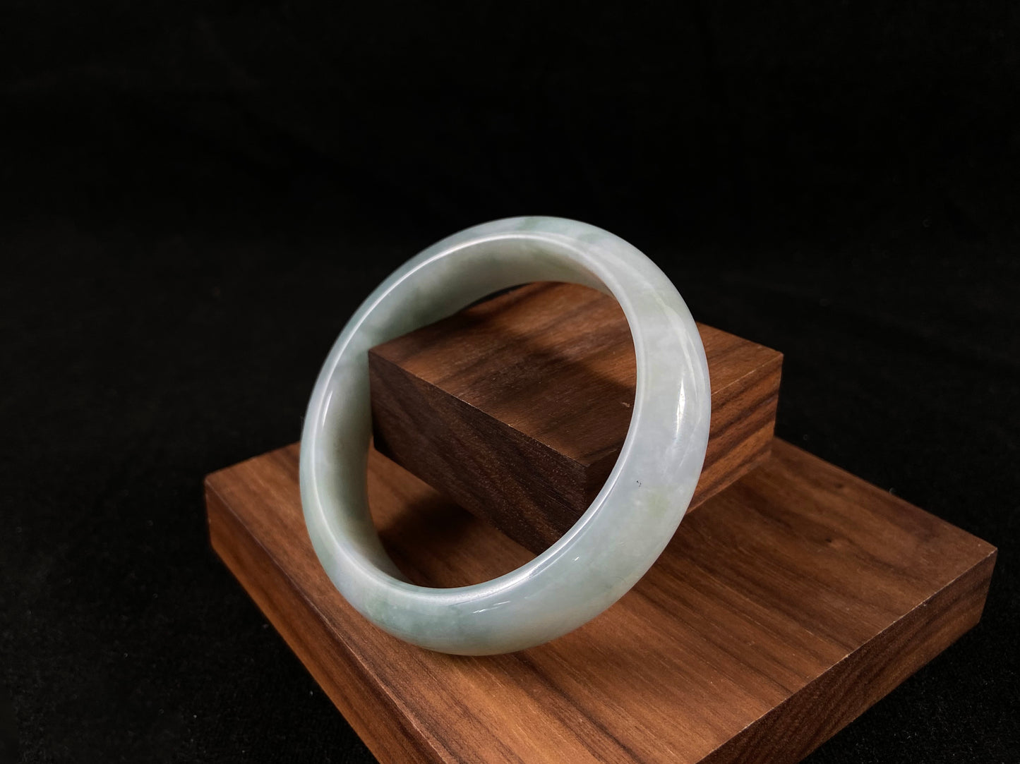 Apple Green Mist · Peace Jadeite Bangle (55mm)