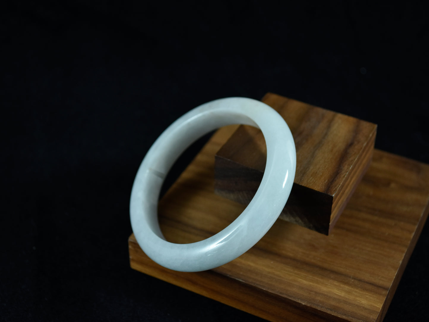 Silent Light · Burmese White Jadeite Bangle (56.5mm)
