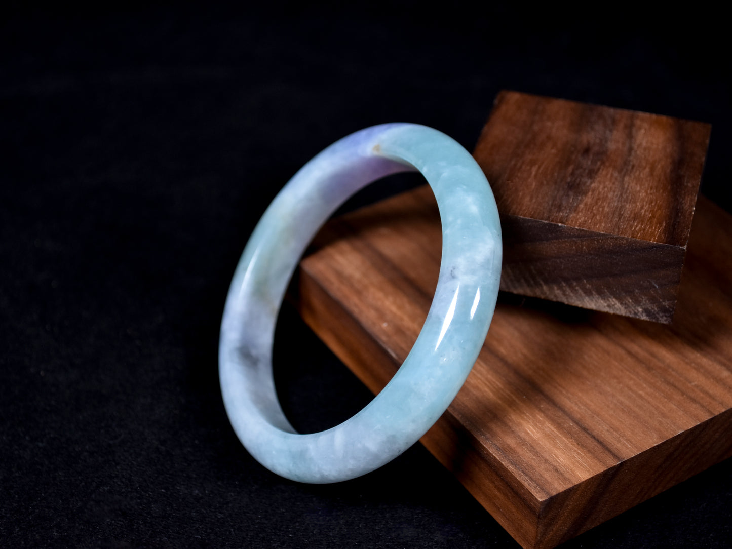 Spring Bloom · Lavender & Green Jadeite Bangle