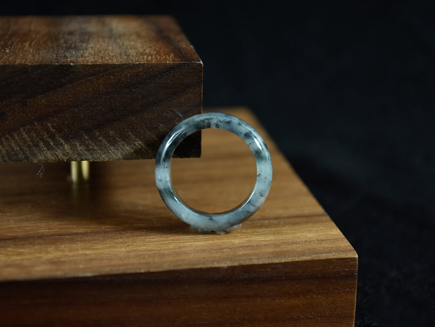 Obsidian Mist · Black Jadeite Ring Band (14mm)