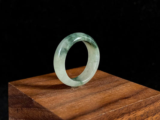 Natural Green Jadeite Ring On The Tabble