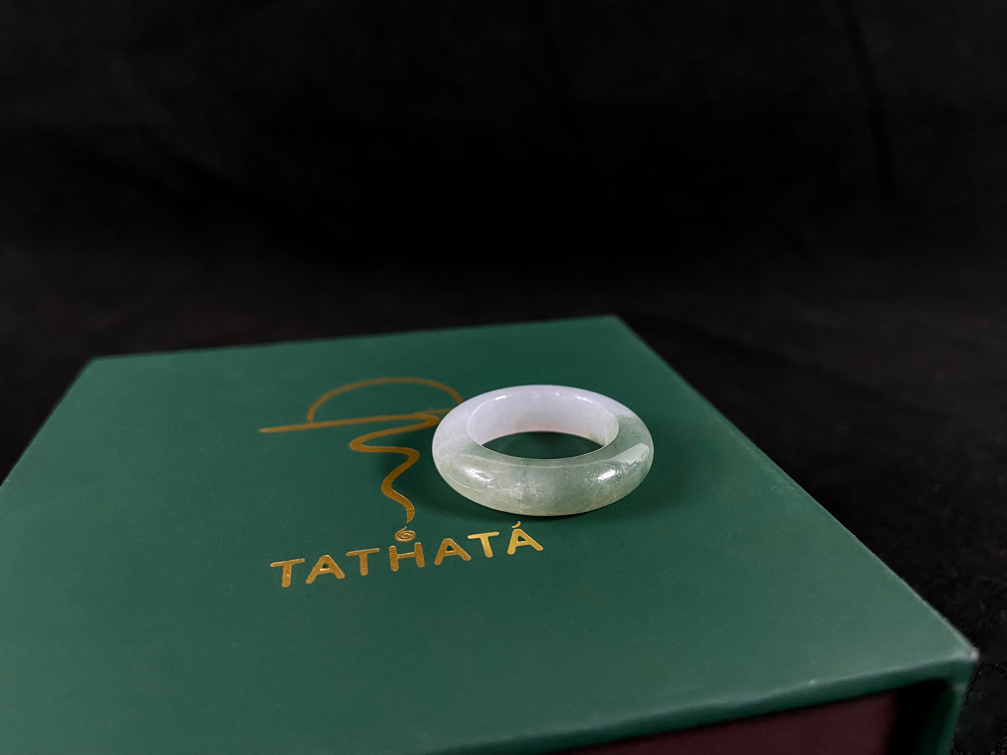 Half Mountain Green Accent Jadeite Ring Band (15mm)