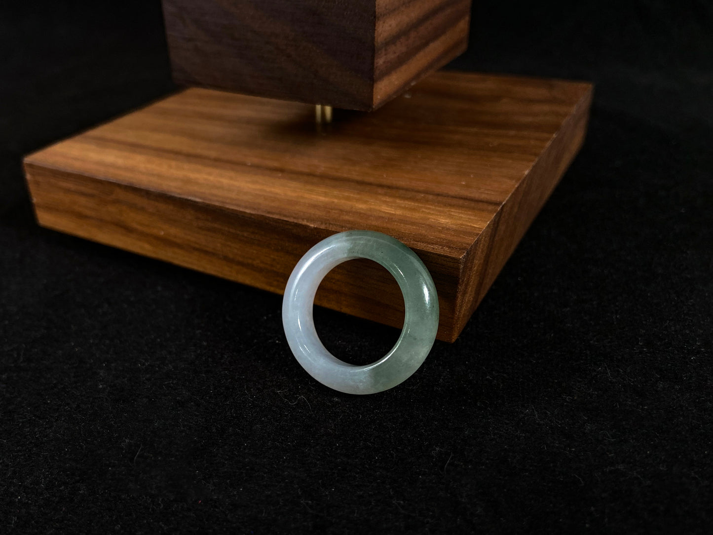 Half Mountain Green Accent Jadeite Ring Band (15mm)