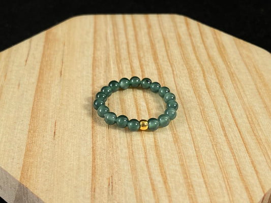 Gold Center Dark Green Chic · Natural Burmese Jadeite Ring