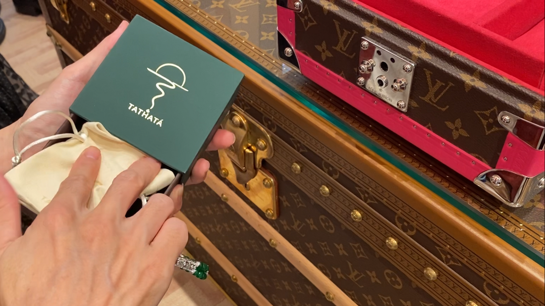 LV's iconic Monogram canvas cases with natural Burmese jadeite from TATHATĀ