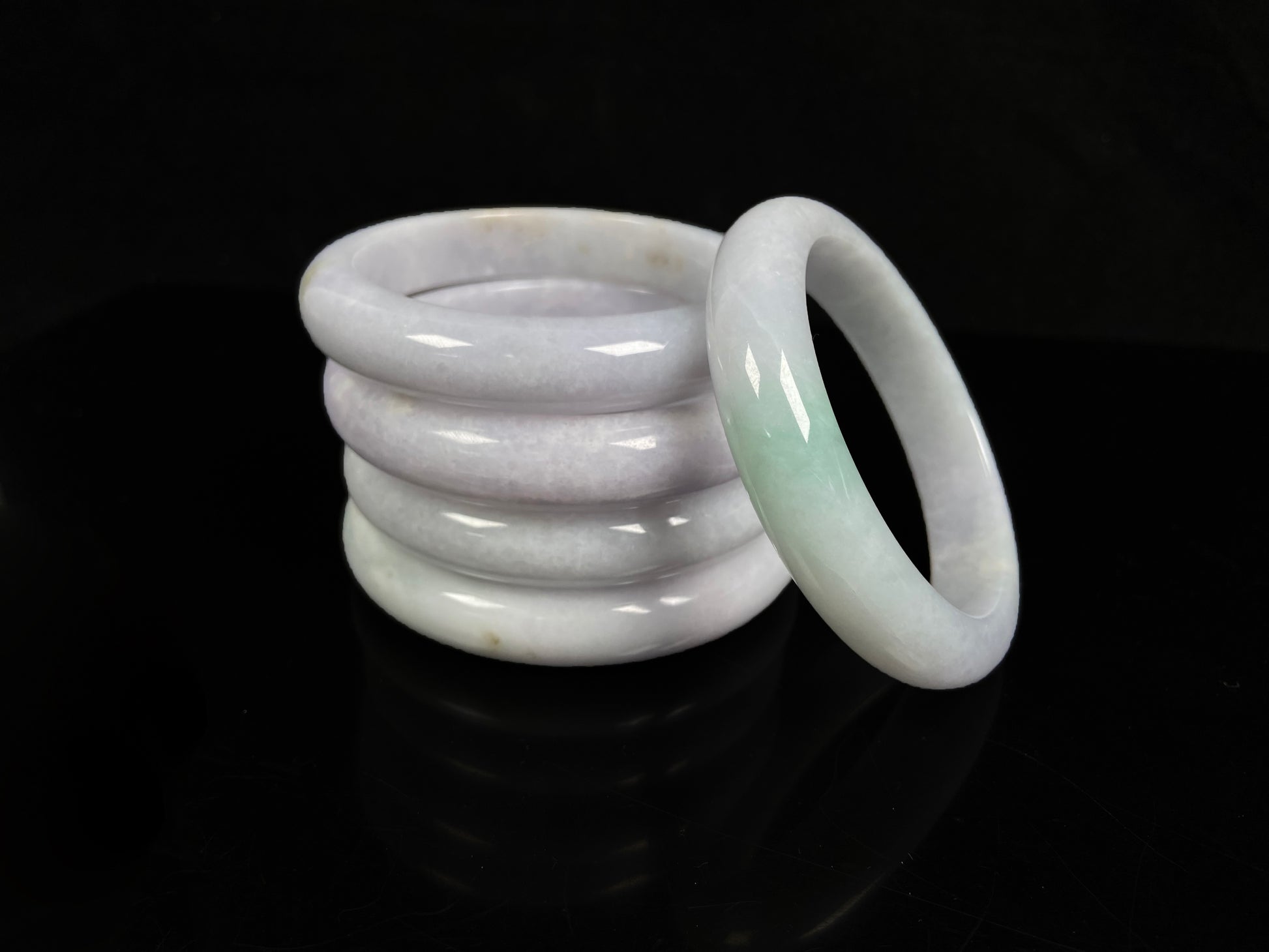 Violet white collection jadeite bangle.