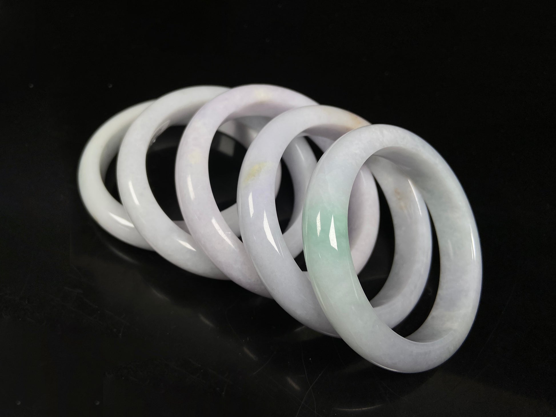 Violet white collection jadeite bangle.