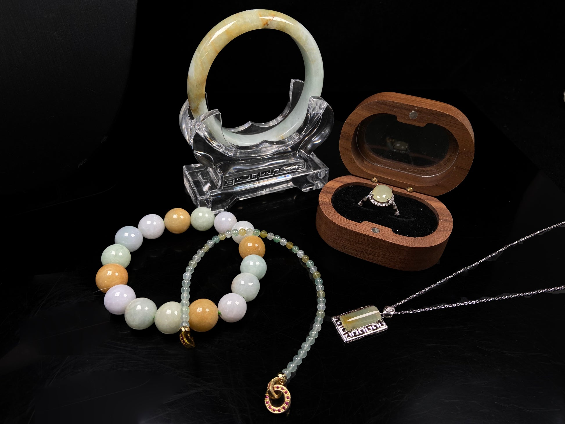 A amber green quintet jadeite.