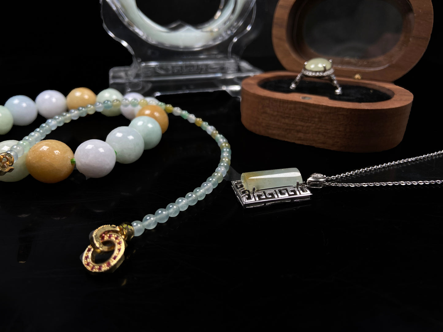 A amber green quintet jadeite.