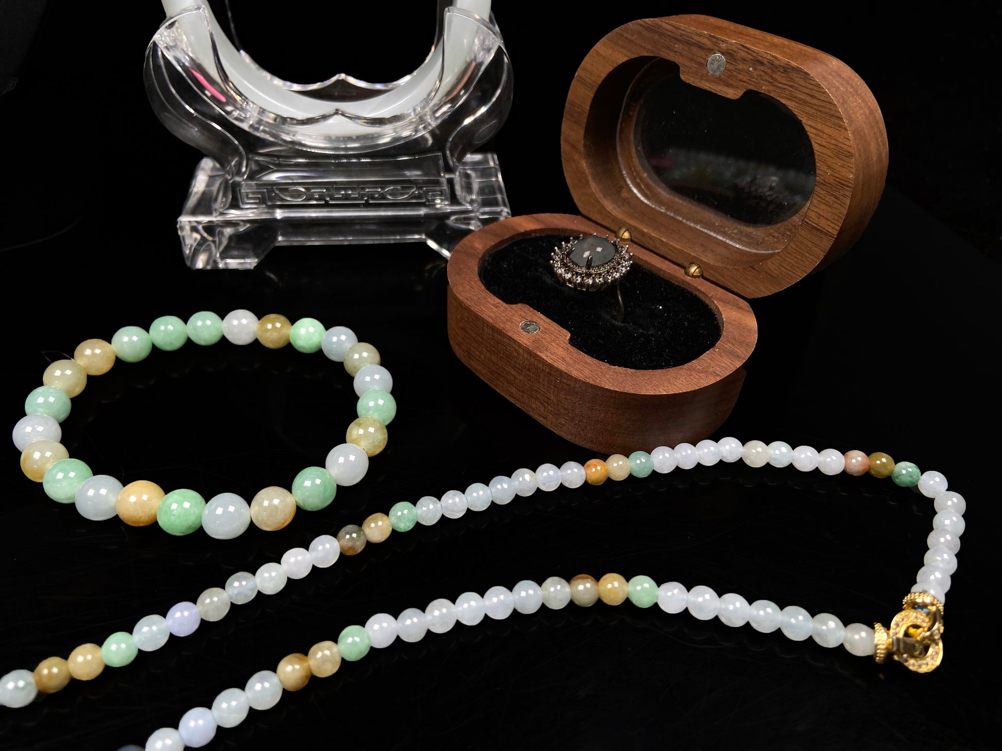 Milky apricot green jadeite.