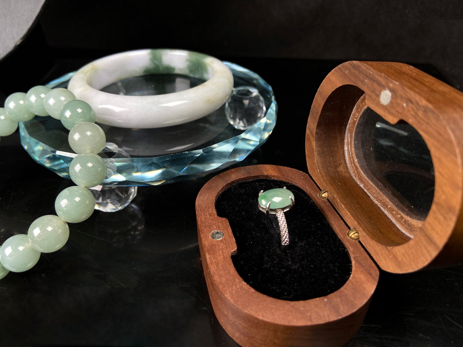 A three-tone milky yellow green jadeite.