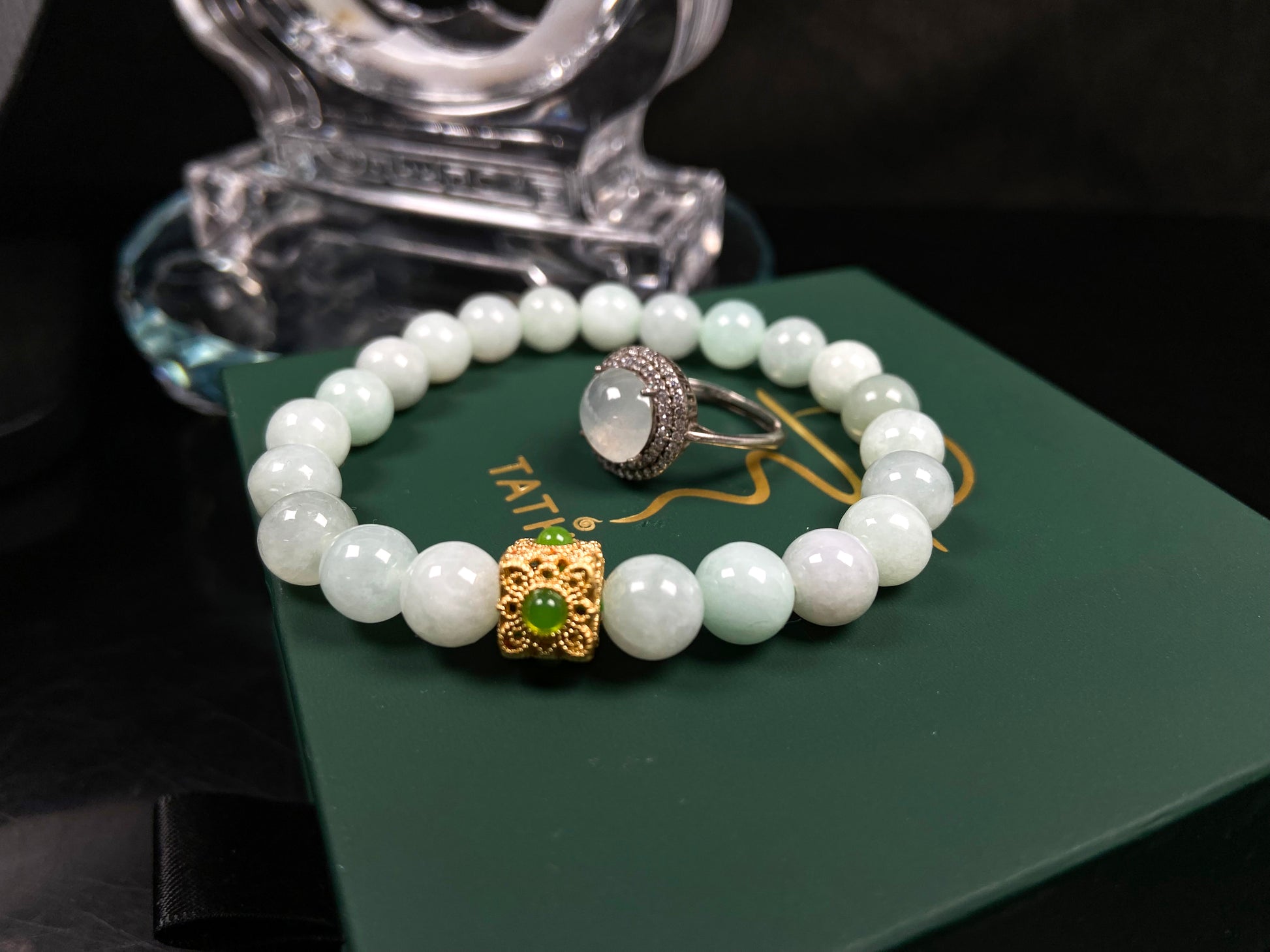 A three-tone milky yellow green jadeite.