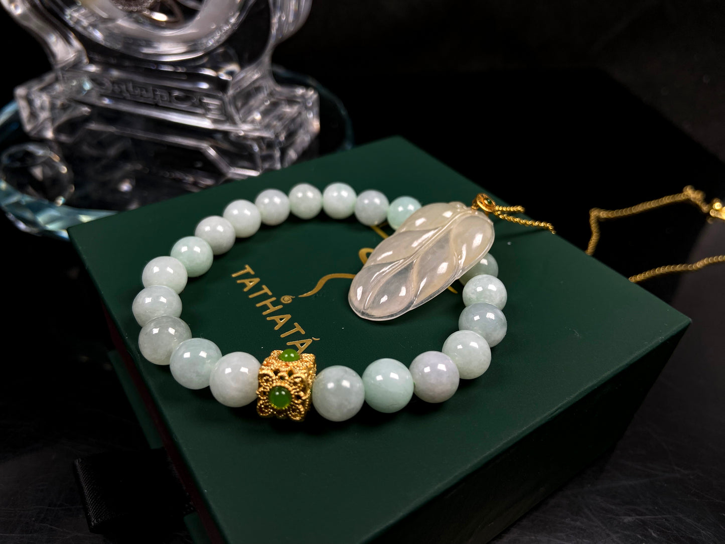 A three-tone milky yellow green jadeite.