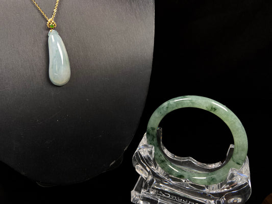 A set of cool floating green jadeite.