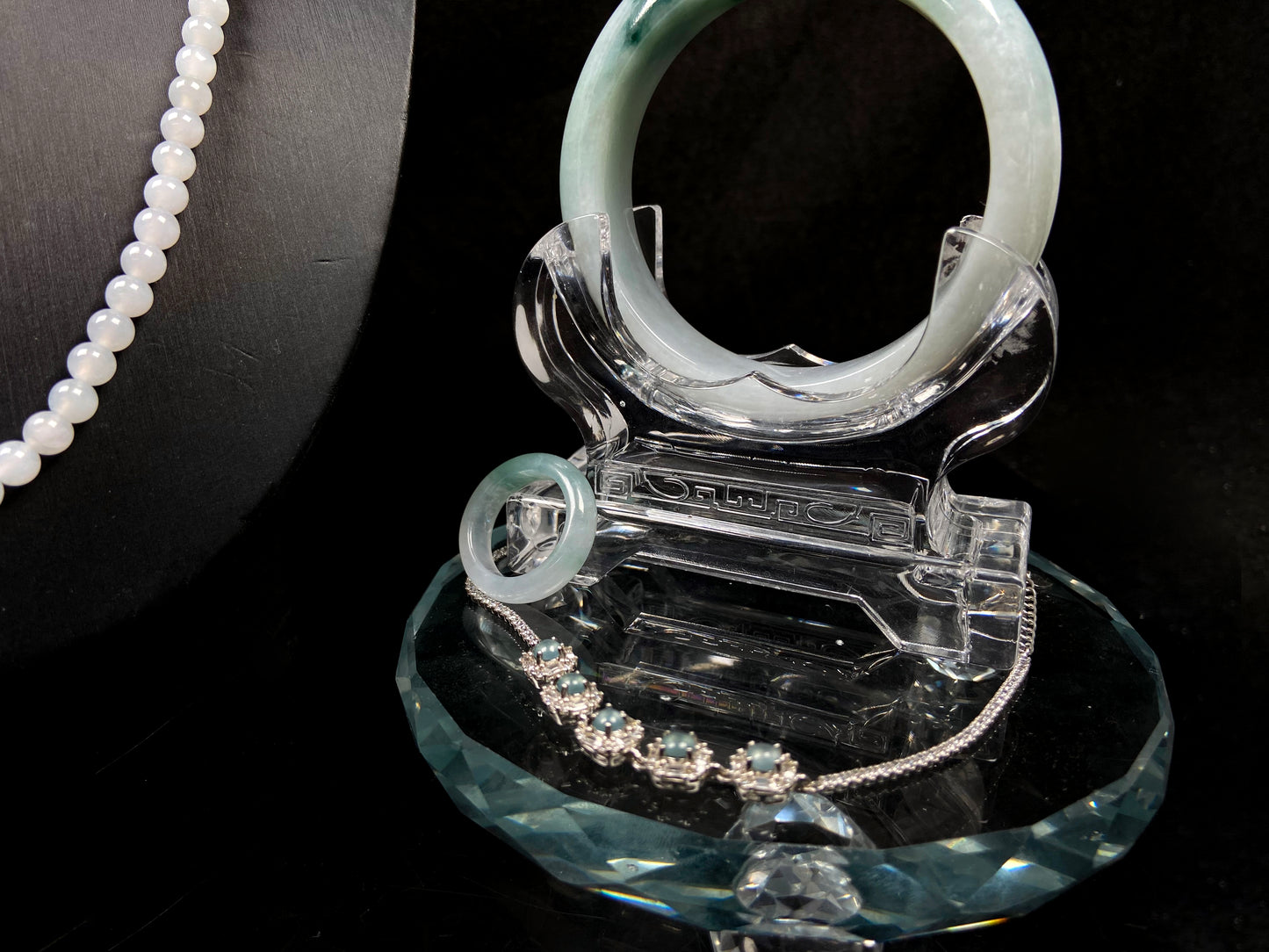 Icy White Blue-Green Streaks · Natural Burmese Jadeite