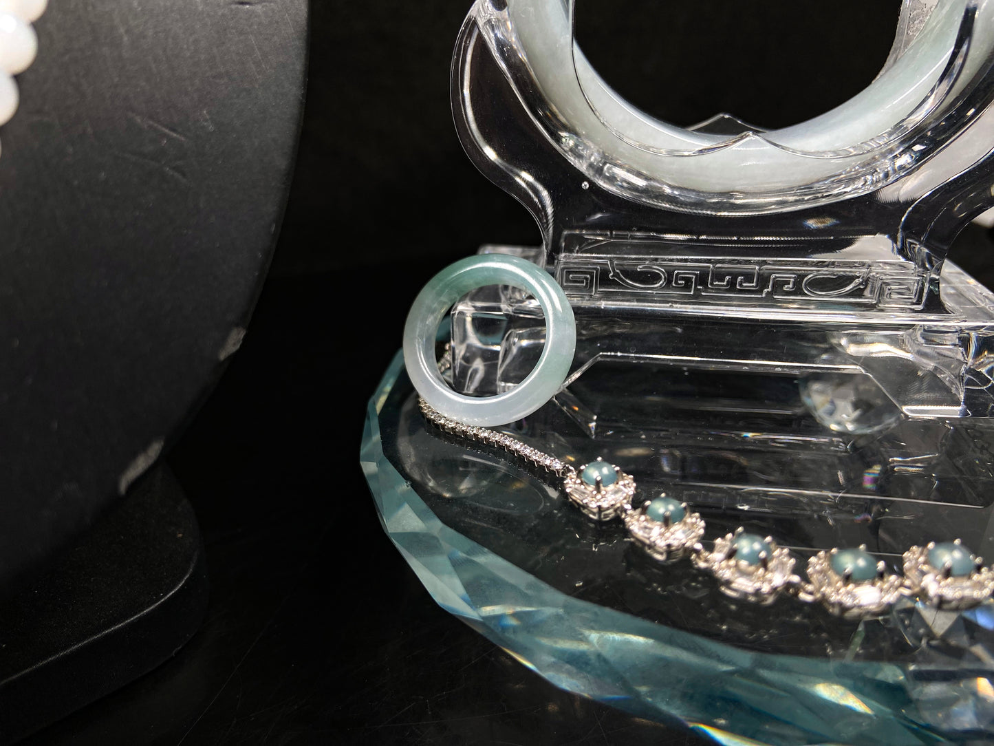 Icy White Blue-Green Streaks · Natural Burmese Jadeite
