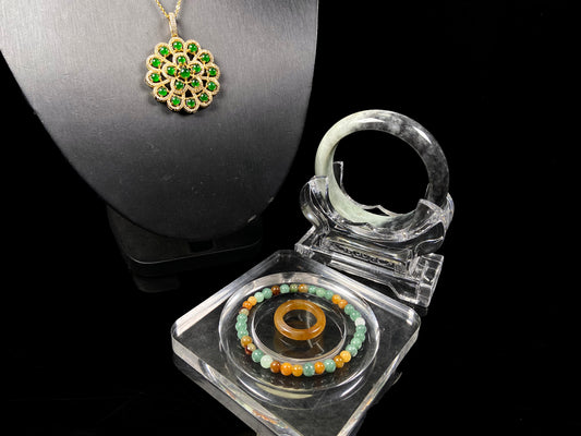 A golden verdant ink bloom jadeite.
