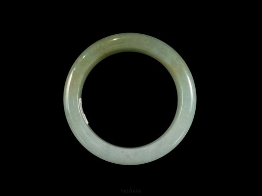 Green Clad Mist Veiled Ravine · Nature Burmese Jadeite Peace Bangle (58mm)