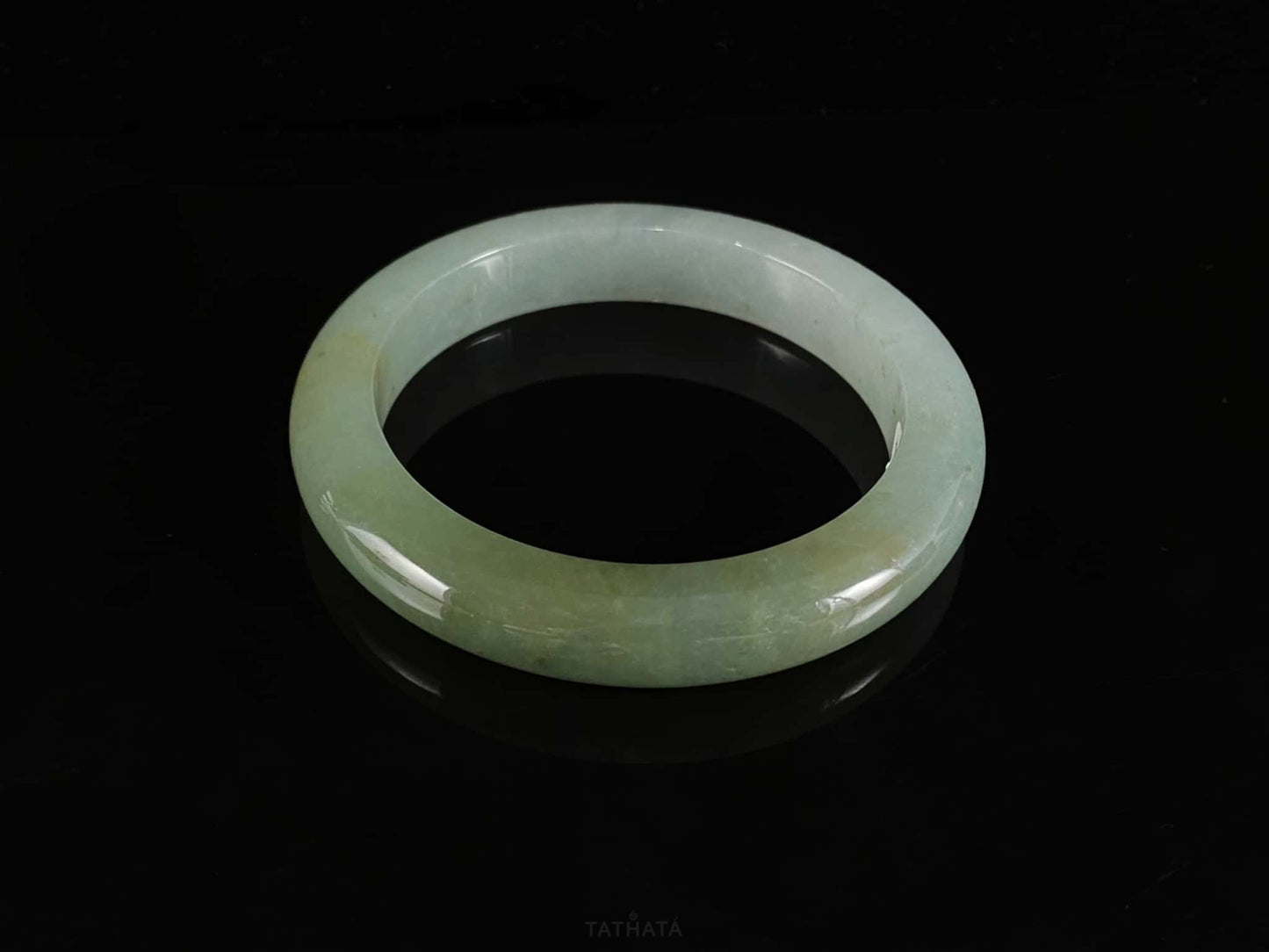 Green Clad Mist Veiled Ravine · Nature Burmese Jadeite Peace Bangle (58mm)