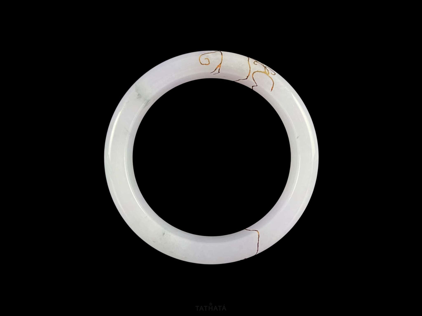 A pale violet golden stitch jadeite bangle.