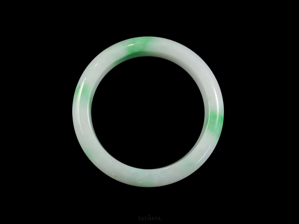 Lush Spring Green Haze · Nature Burmese Jadeite Peace Bangle (56mm)