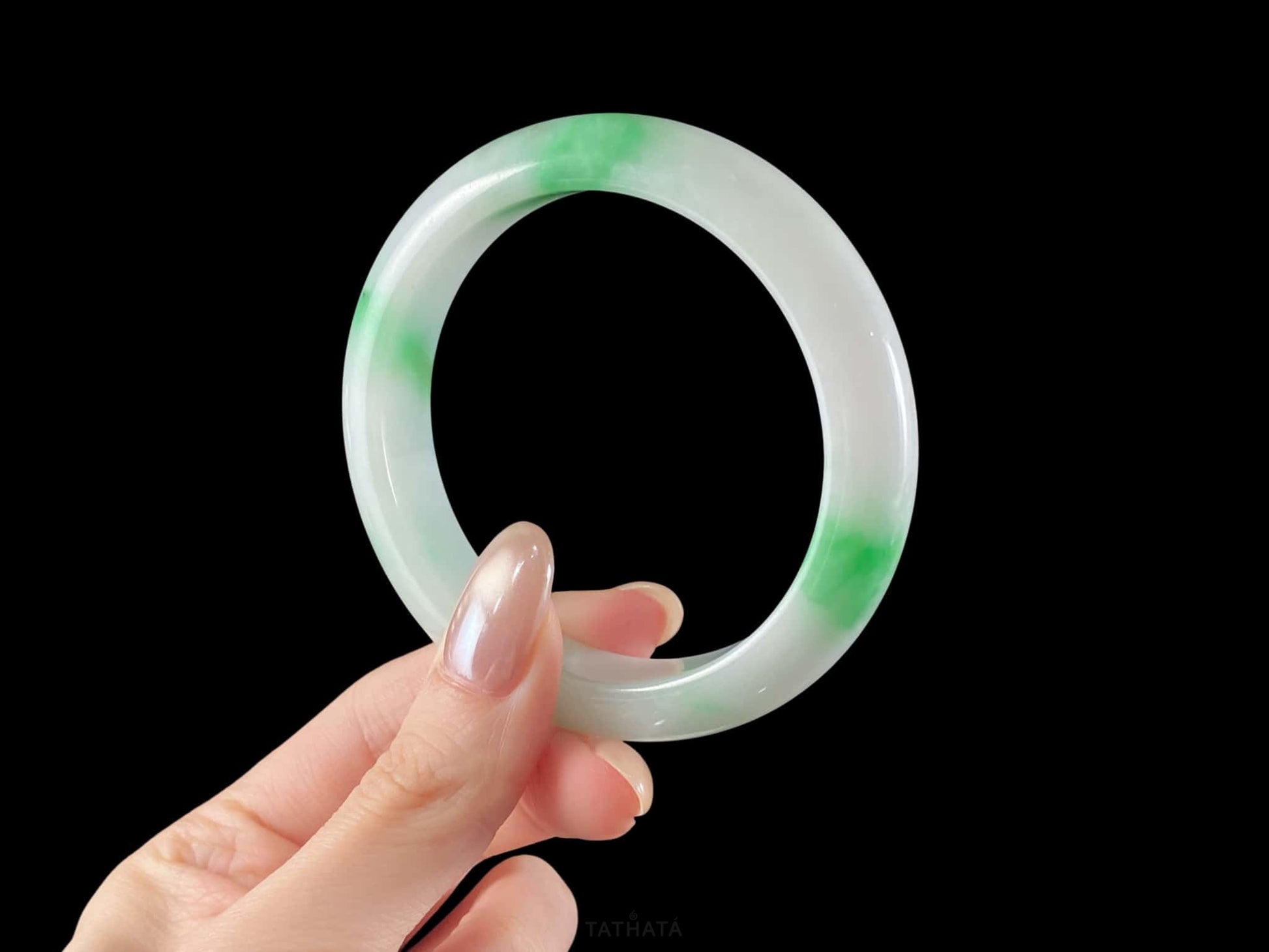 Lush Spring Green Haze · Nature Burmese Jadeite Peace Bangle (56mm)