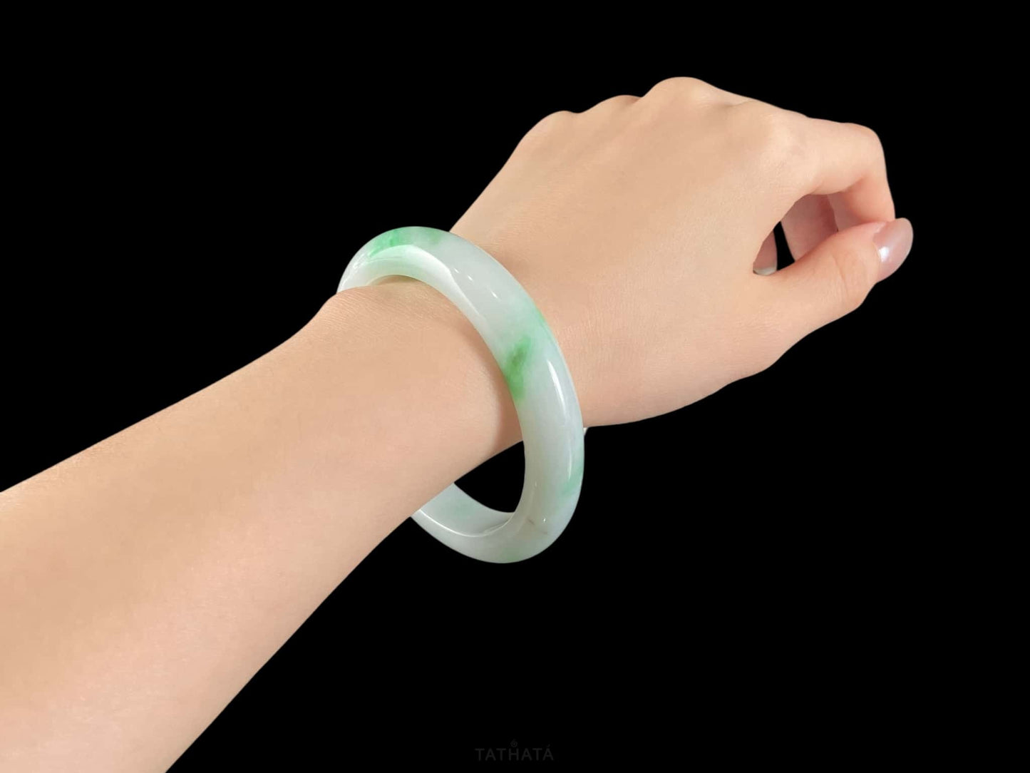 Lush Spring Green Haze · Nature Burmese Jadeite Peace Bangle (56mm)