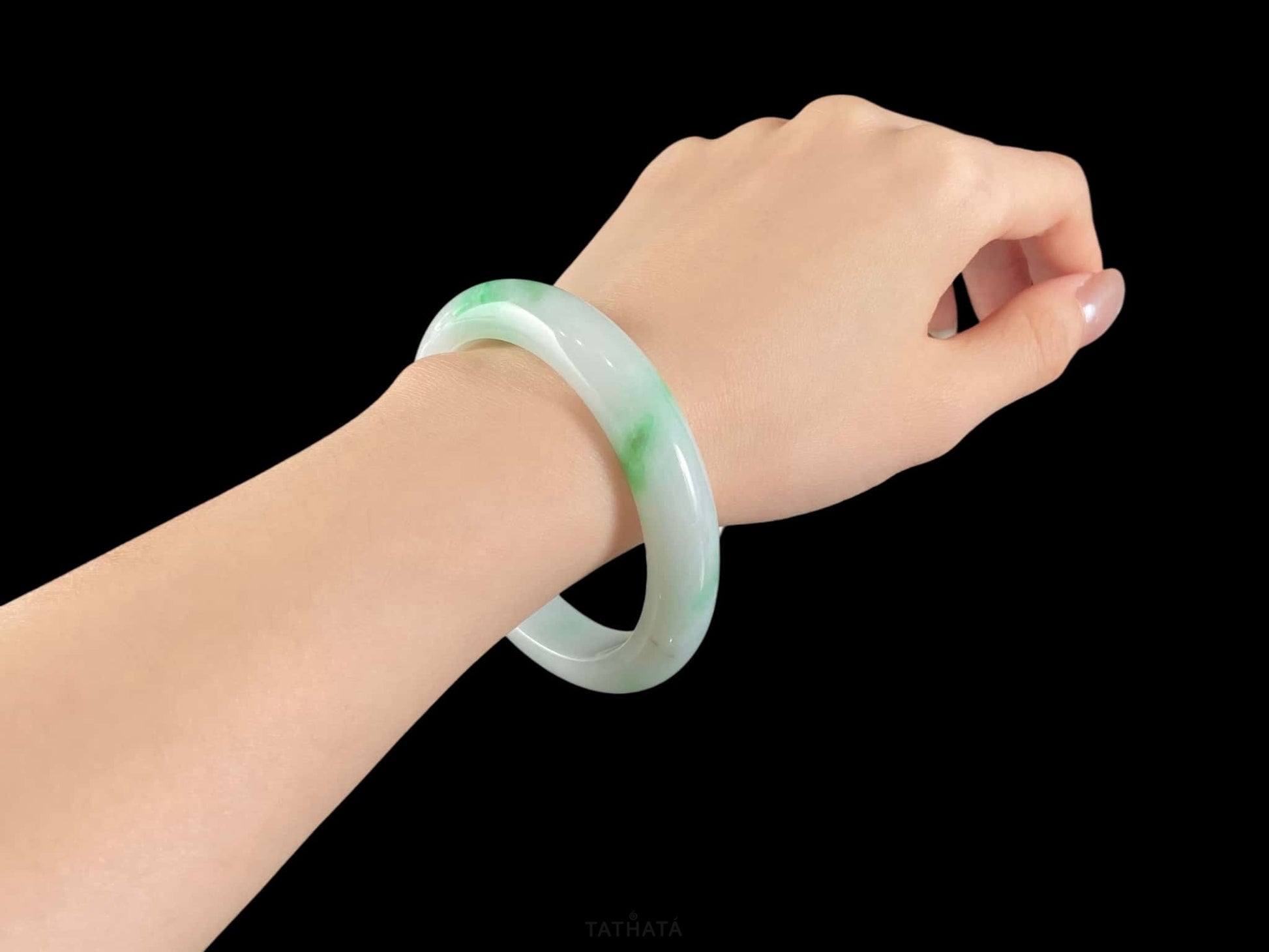 Lush Spring Green Haze · Nature Burmese Jadeite Peace Bangle (56mm)
