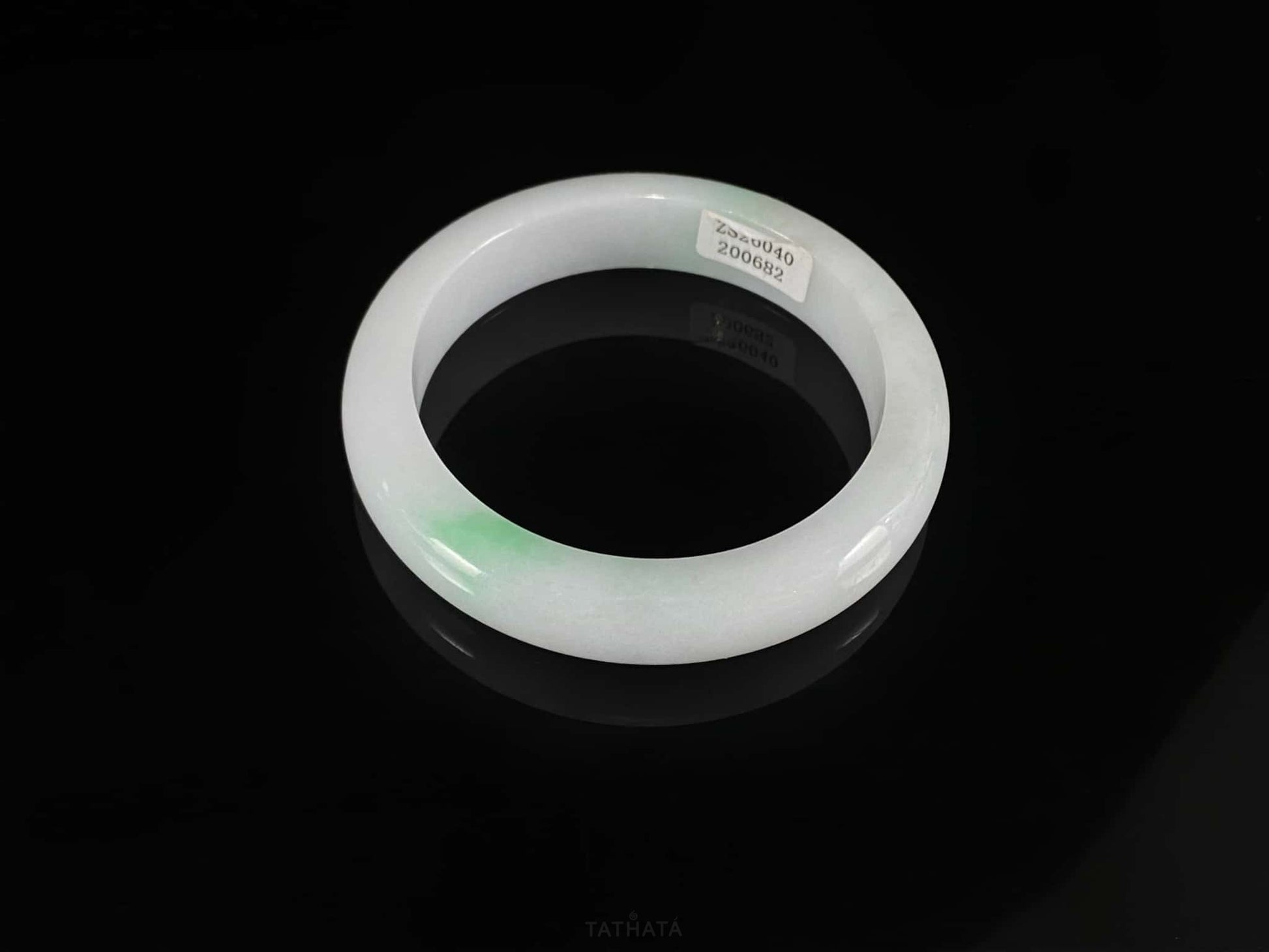 Pale Milk Green Wisps · Nature Burmese Jadeite Peace Bangle (54mm)