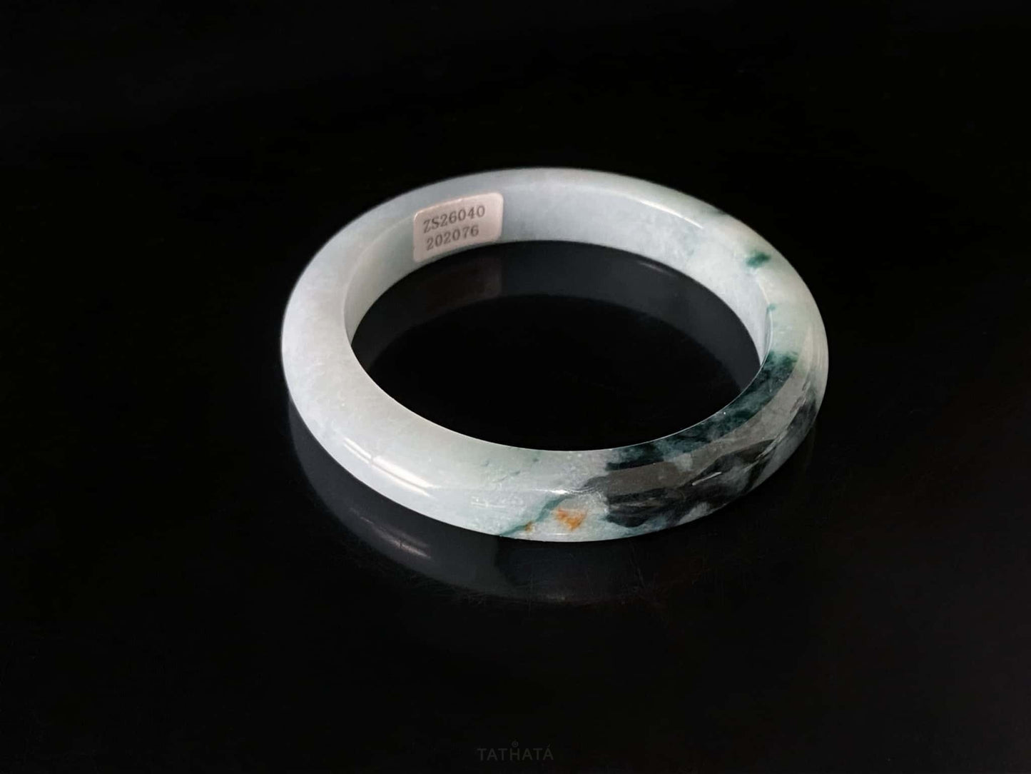 Blue Dark Flower · Nature Burmese Jadeite Peace Bangle (60mm)