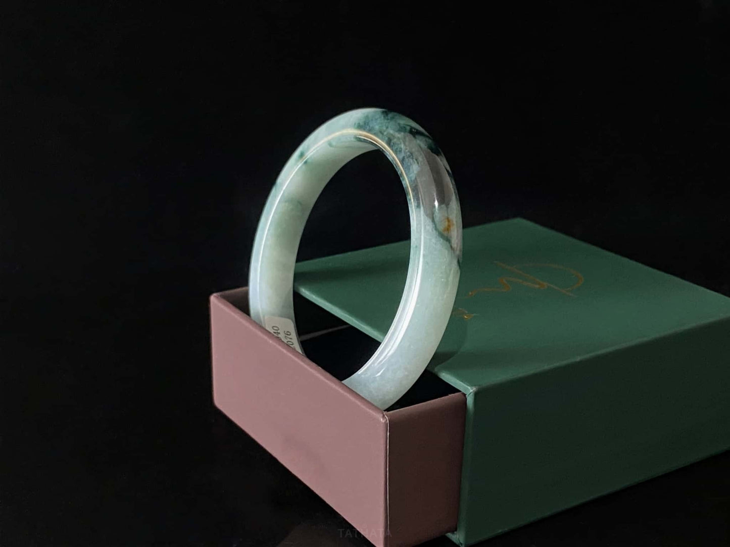 Blue Dark Flower · Nature Burmese Jadeite Peace Bangle (60mm)