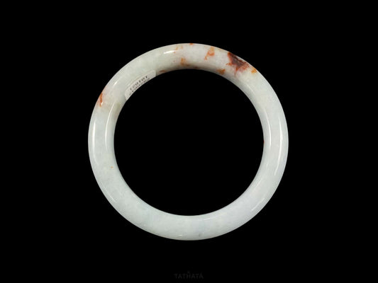 Cinnabar Dust and Frost · Nature Burmese Jadeite Peace Bangle (54mm)