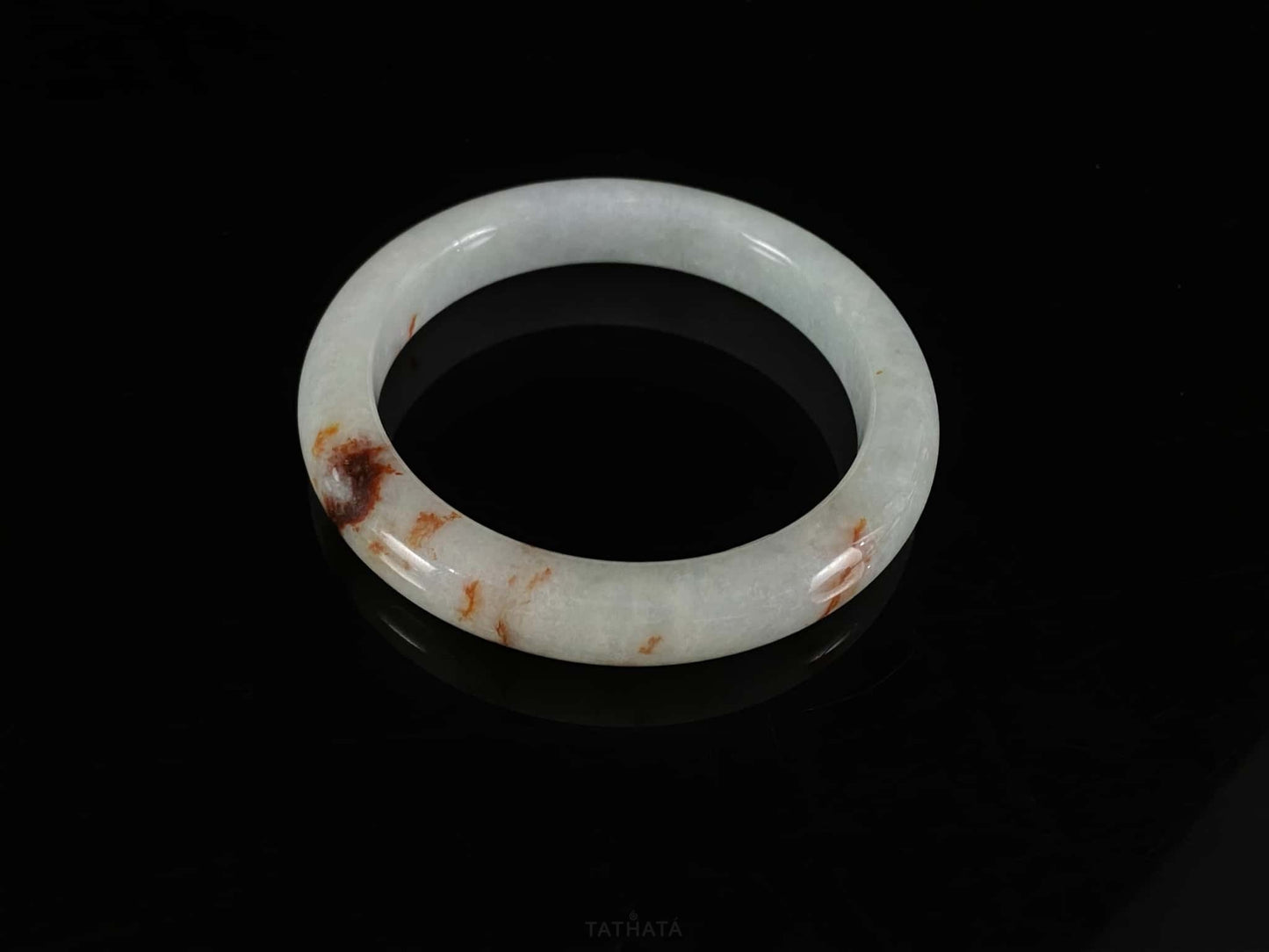 Cinnabar Dust and Frost · Nature Burmese Jadeite Peace Bangle (54mm)