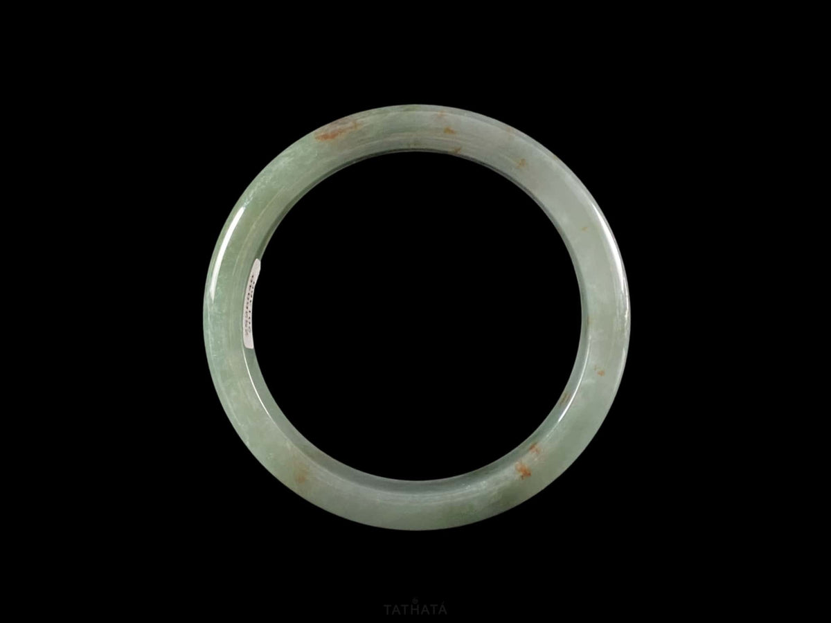 Light Green Golden Splashes · Nature Burmese Jadeite Peace Bangle (60mm)