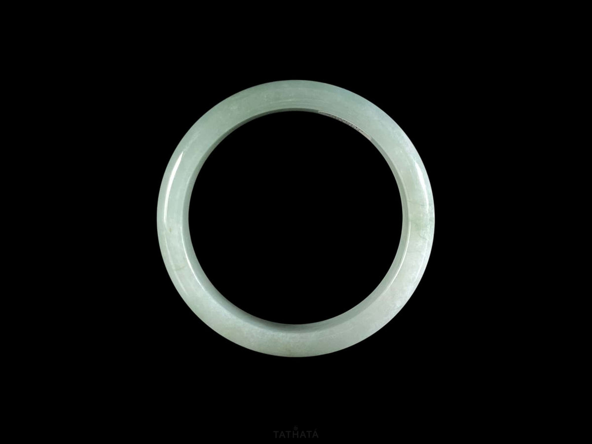 Icy Pale Green · Nature Burmese Jadeite Peace Bangle