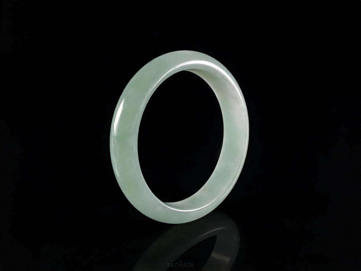 Icy Pale Green · Nature Burmese Jadeite Peace Bangle
