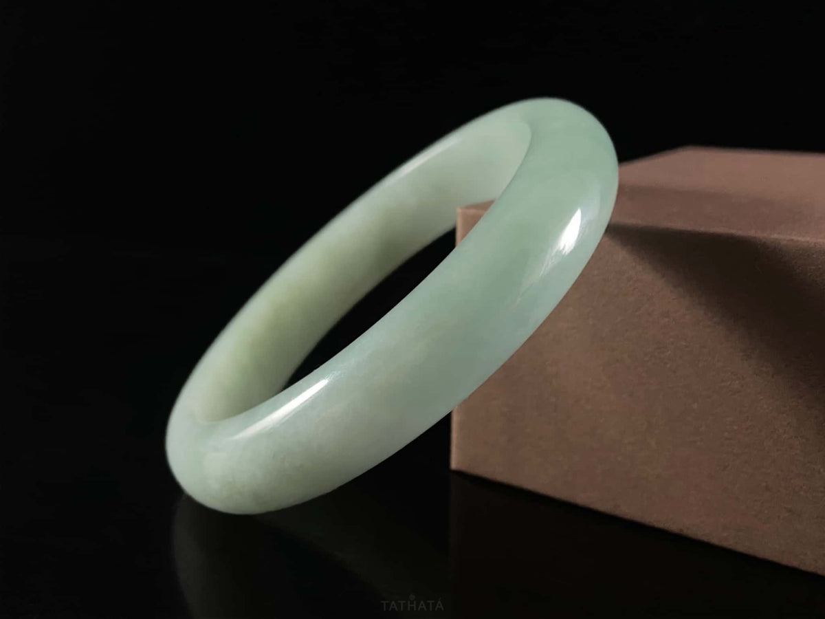 Icy Pale Green · Nature Burmese Jadeite Peace Bangle