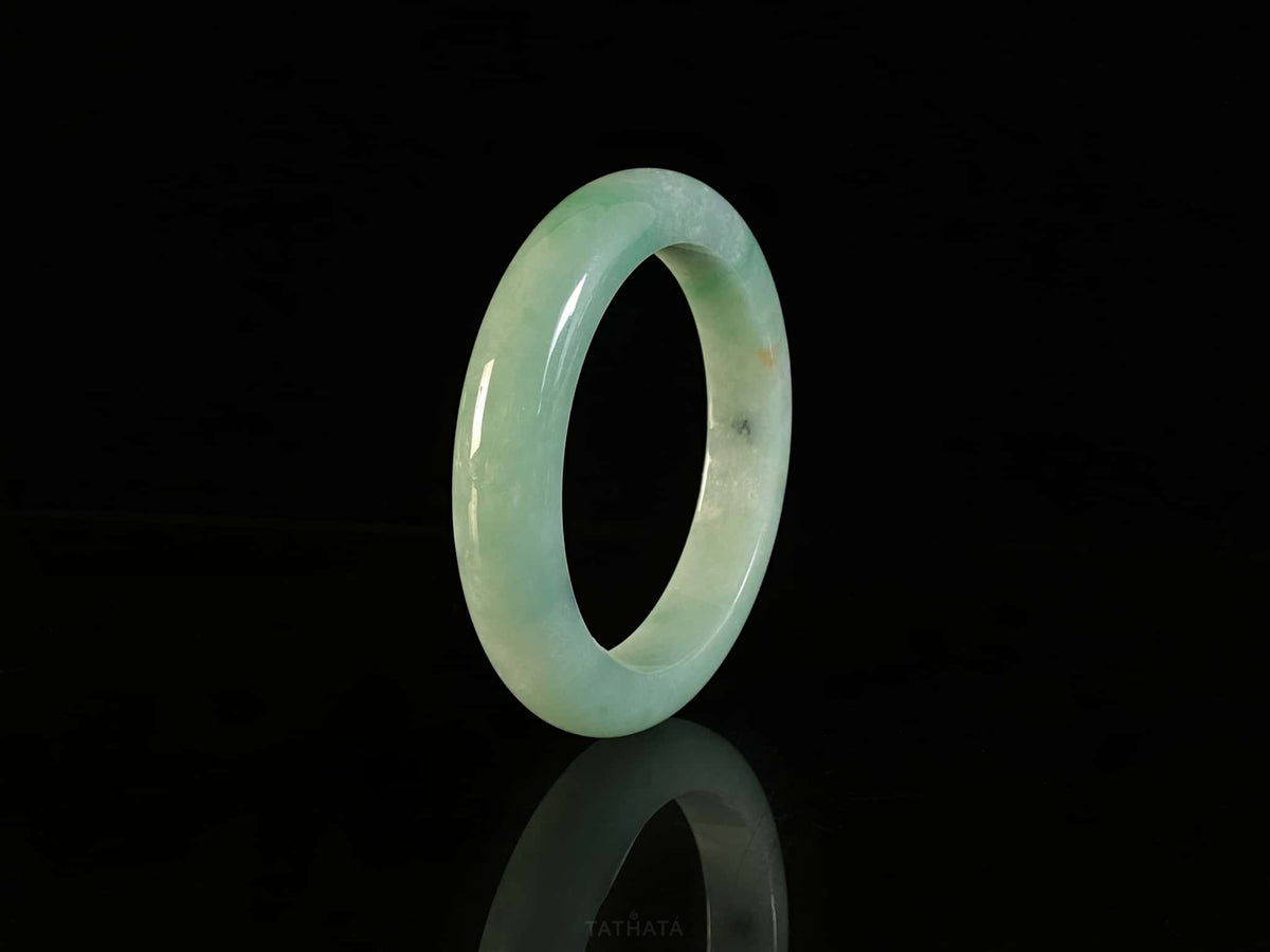 Soft Glade Green · Nature Burmese Jadeite Peace Bangle (57mm)