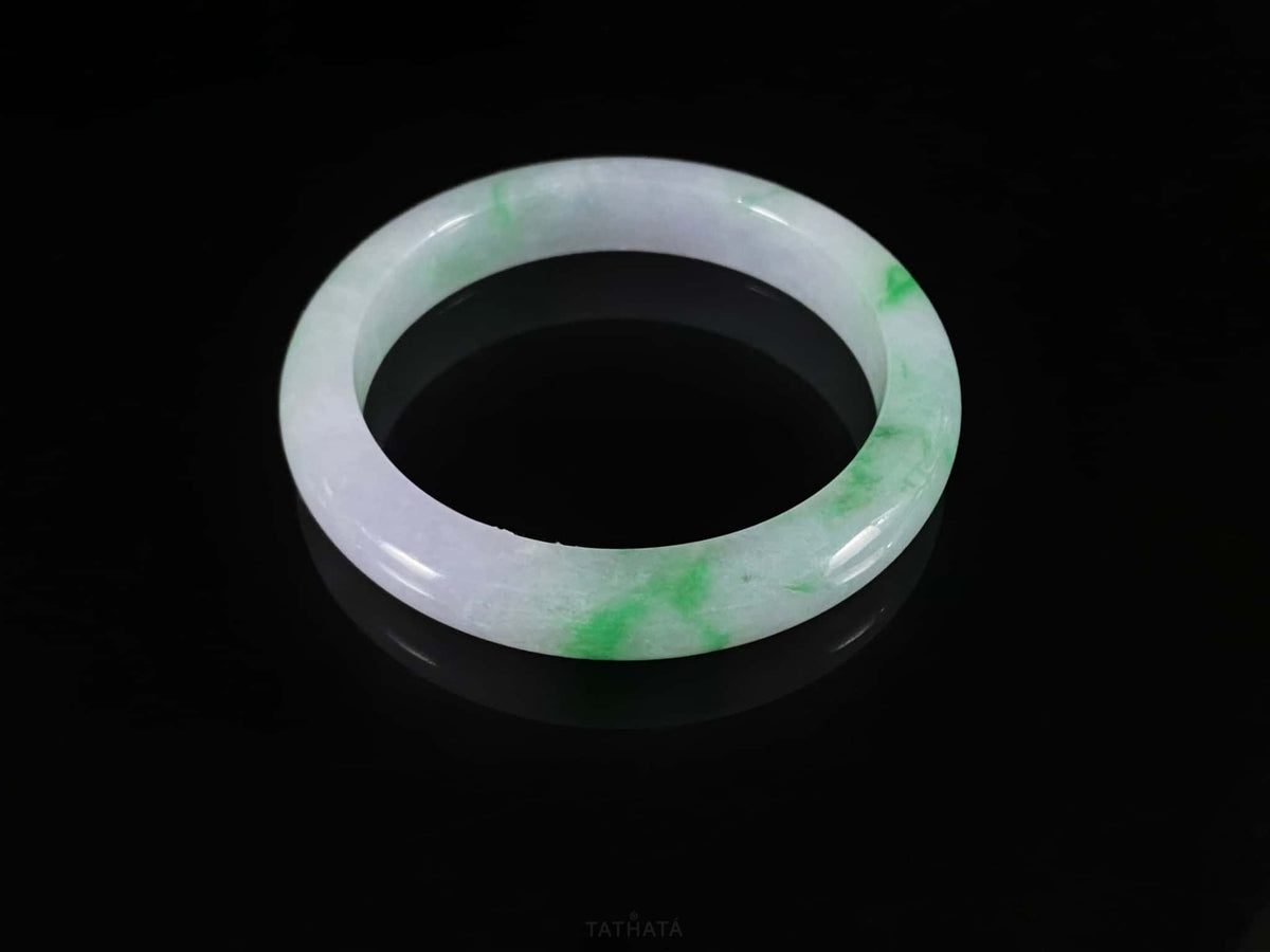 Purple Mist Emerald Shadows · Nature Burmese Jadeite Peace Bangle (61mm)