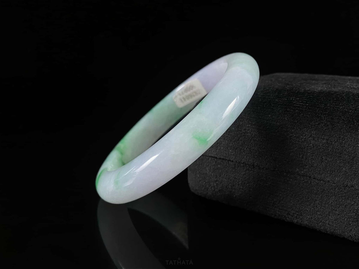 Purple Mist Emerald Shadows · Nature Burmese Jadeite Peace Bangle (61mm)