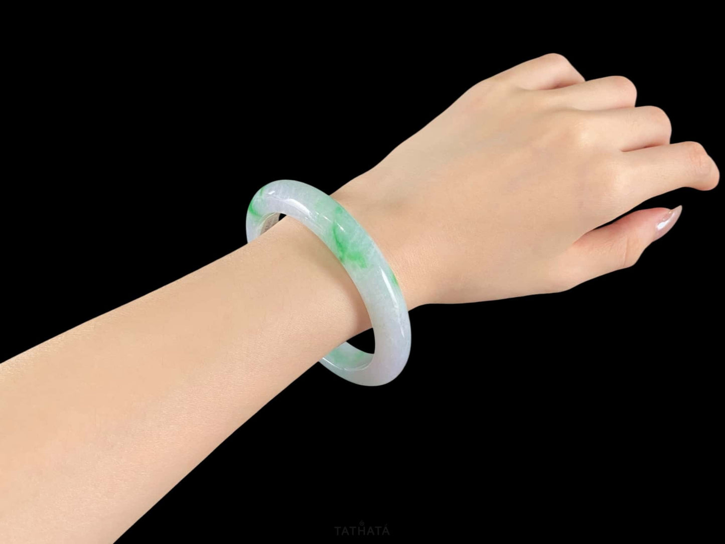 Purple Mist Emerald Shadows · Nature Burmese Jadeite Peace Bangle (61mm)