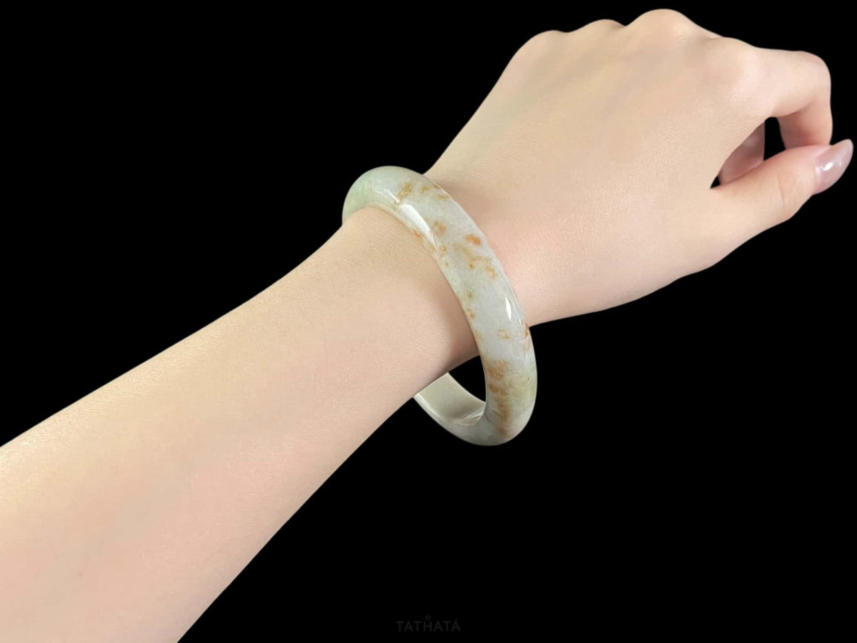 Auspicious Koi | The Golden Glow of Autumn · Nature Burmese Jadeite Peace Bangle 