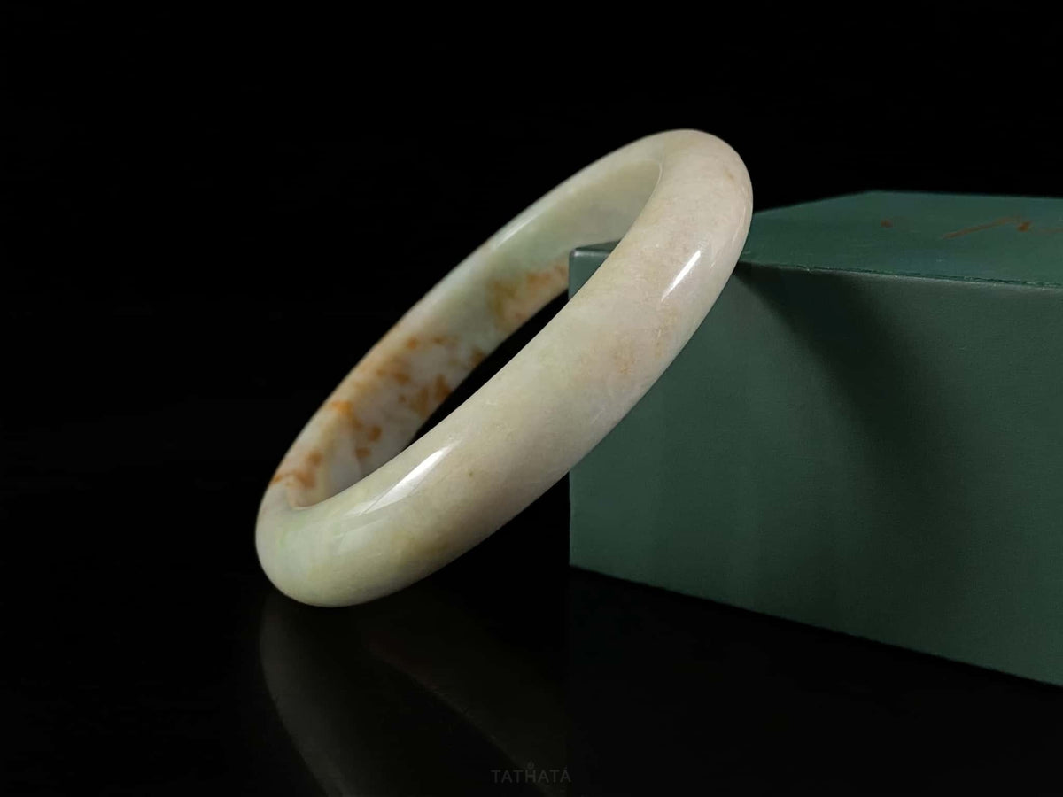 Auspicious Koi | The Golden Glow of Autumn · Nature Burmese Jadeite Peace Bangle 