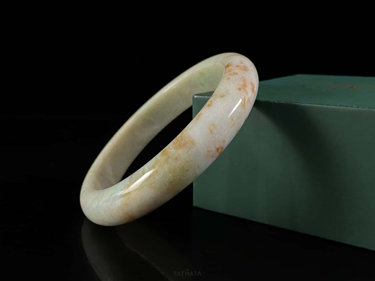 Auspicious Koi | The Golden Glow of Autumn · Nature Burmese Jadeite Peace Bangle 