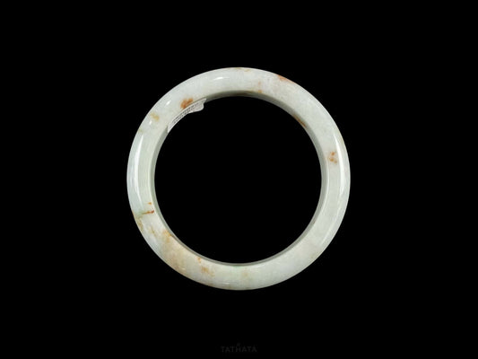 Soft Celadon Ochre · Nature Burmese Jadeite Peace Bangle