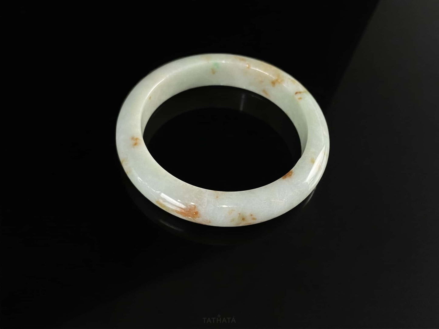 Soft Celadon Ochre · Nature Burmese Jadeite Peace Bangle