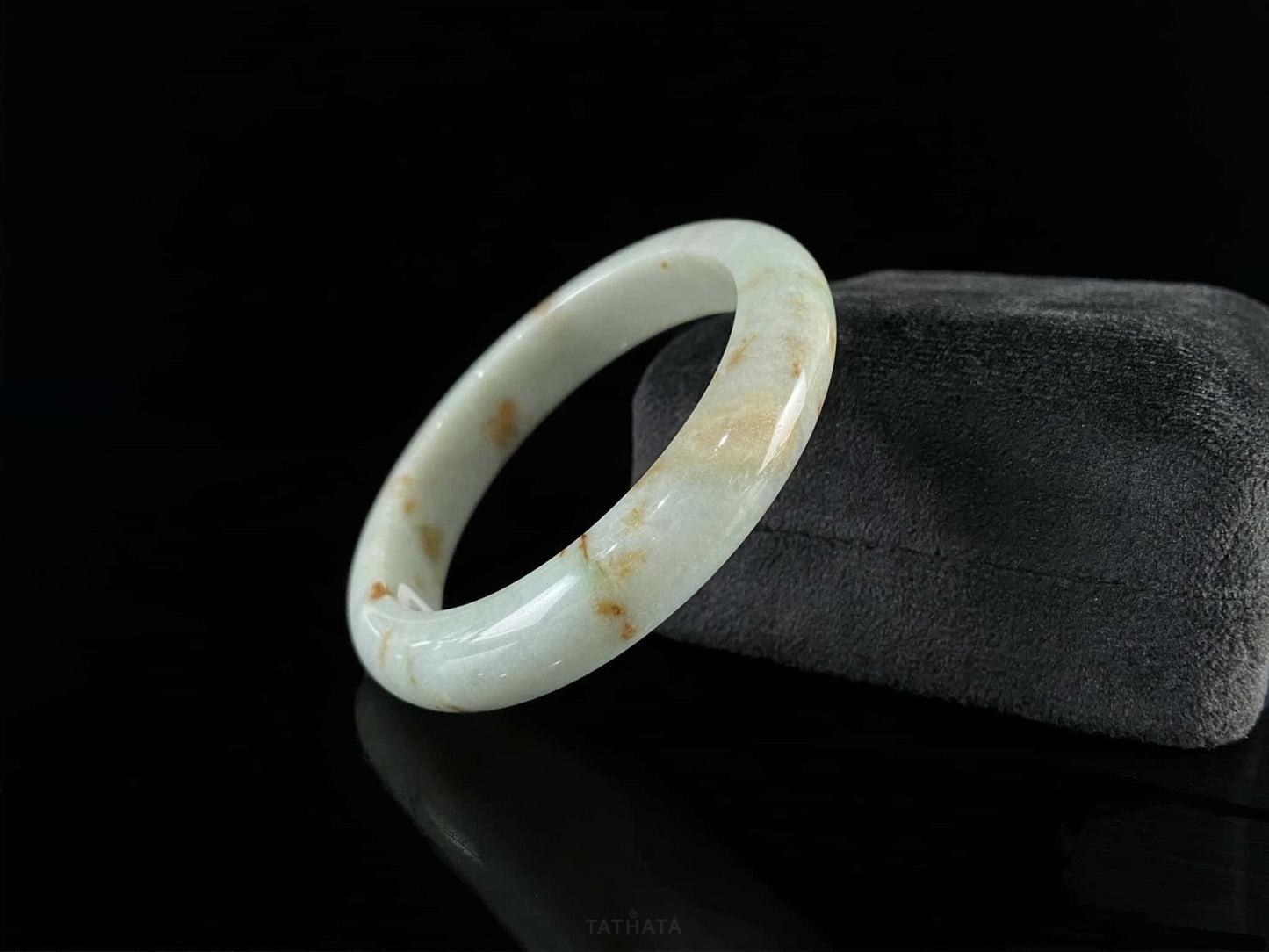 Soft Celadon Ochre · Nature Burmese Jadeite Peace Bangle