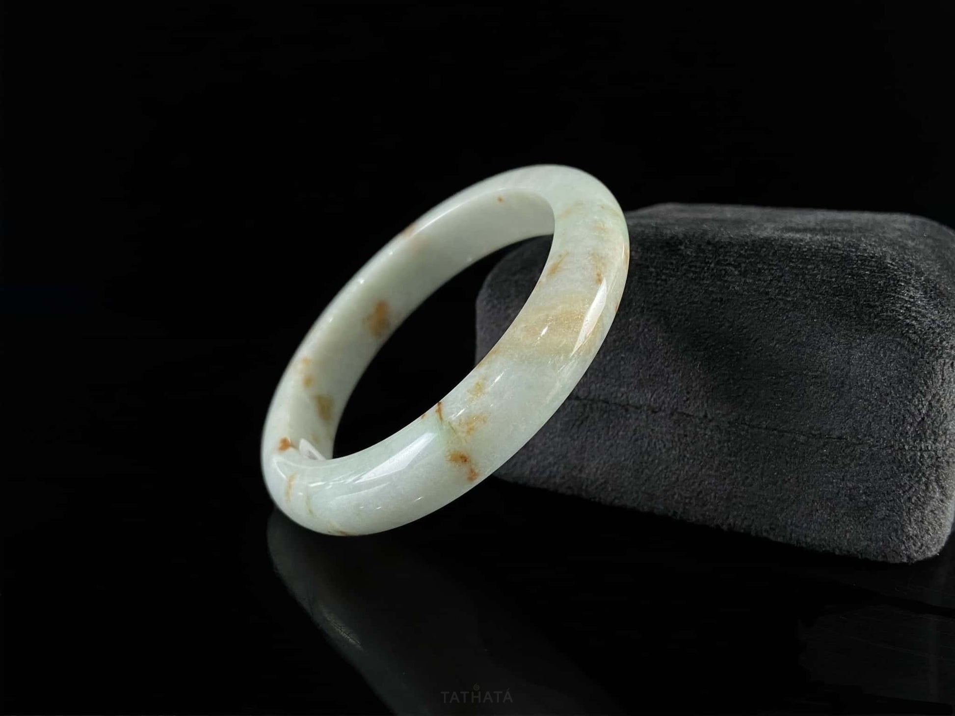 Soft Celadon Ochre · Nature Burmese Jadeite Peace Bangle